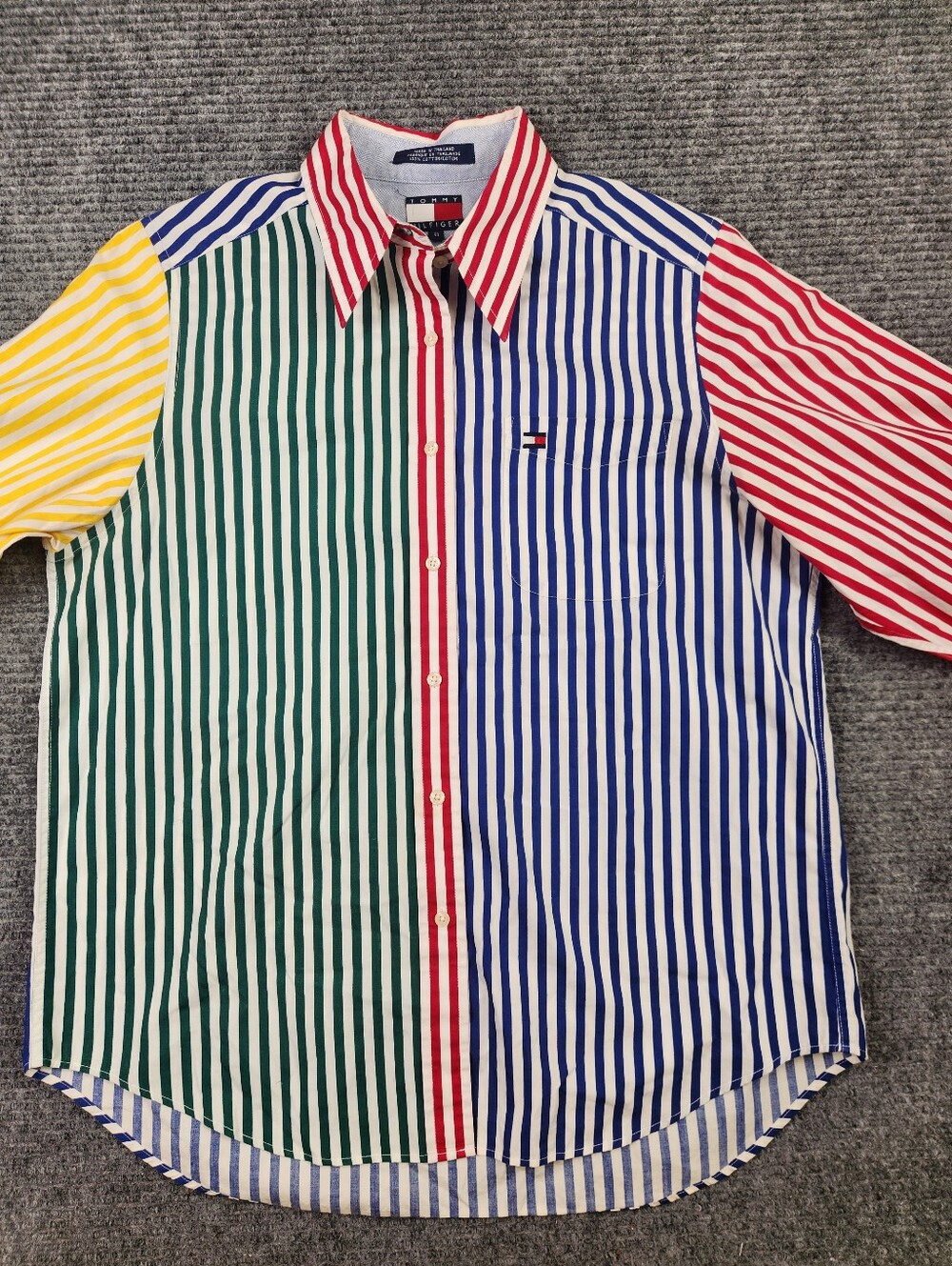 Tommy Hilfiger Women’s Vintage 1990's Colorblock Pinstripe Button Up Shirt Sz 8 - Picture 4 of 13